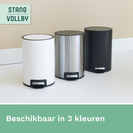 RodVollby Kallax Pedal Bin - 5 Liter - Stainless Steel - Black - Trash Bin - Toilette - Salle de bain - Petit - Soft Close Lid
