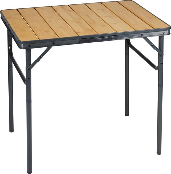 Table de camping Campe Active pliable - Table pliante - Table pliante - Table pliante - Hauteur réglable - 75 x 55 x 31 - 71 cm - Bambou et aluminium