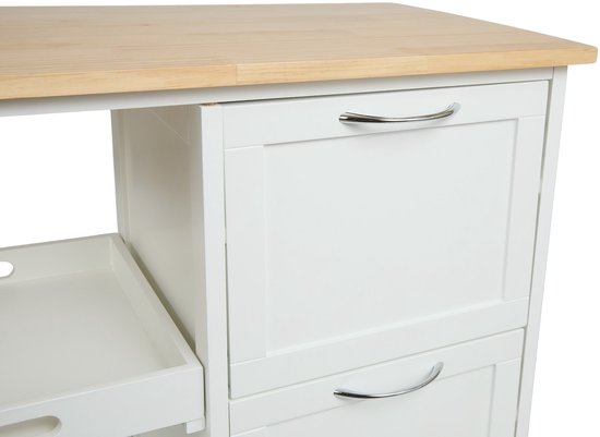 Lifa Living Chariot de cuisine Sophie - Roues - Chariot de service - Blanc - 67x37x84(LxLxH)