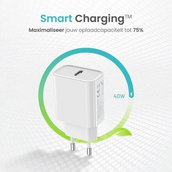 Wurk - Chargeur super rapide pour Apple iPhone, iPad et Airpods - Chargeur 40W - Câble USB C de 2 mètres - Chargeur adapté aux 15/16 plus/pro