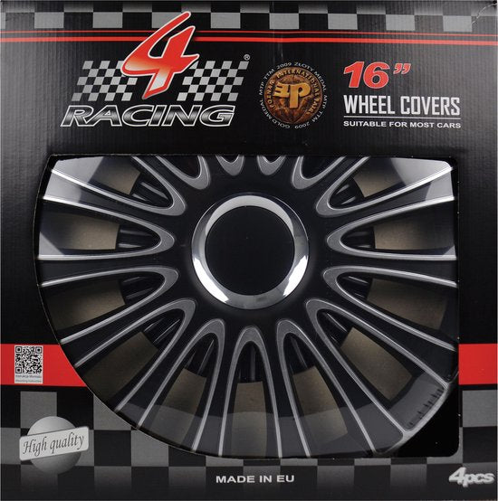 Carpoint Hubcaps Le Mans Pro 16 Inch Abs Black/Silver Set Of 4