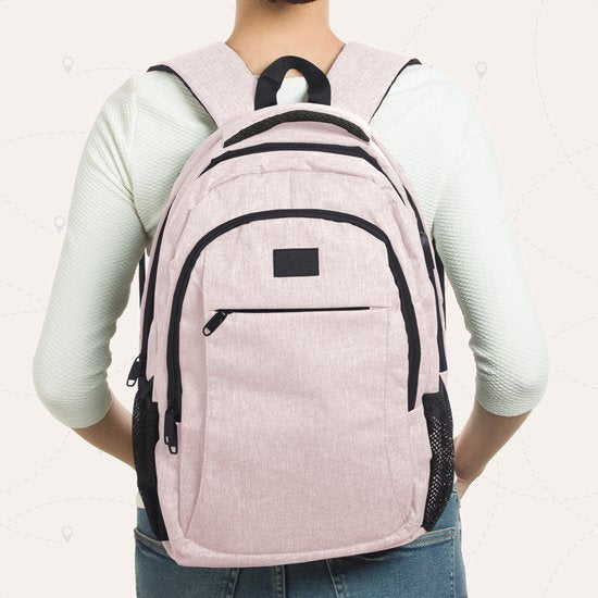 TRVLMORE Sac à dos - 28L - 15.6 Inch - Sac à dos pour ordinateur portable avec USB - Antivol - Homme et Femme - Sac Rose