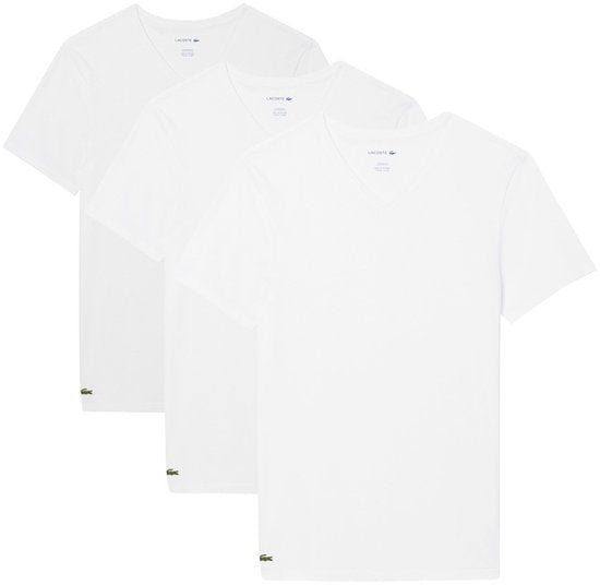 Chemises 3P à col en V Lacoste hommes basic white
