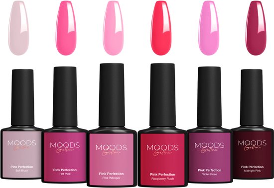 Moods Gellac 6-Piece Set - Gel Nail Polish Starter Pack - Gel Nail Polish - 8ML - Pink Perfection - Gellac - Nails - Chic Colours