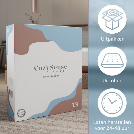 CozySense® Topper 90x200 - Surmatelas - Matelas de terrasse - 3 couches de confort - Mousse à mémoire de forme avec gel - 3 cm - élastiques de maintien 360