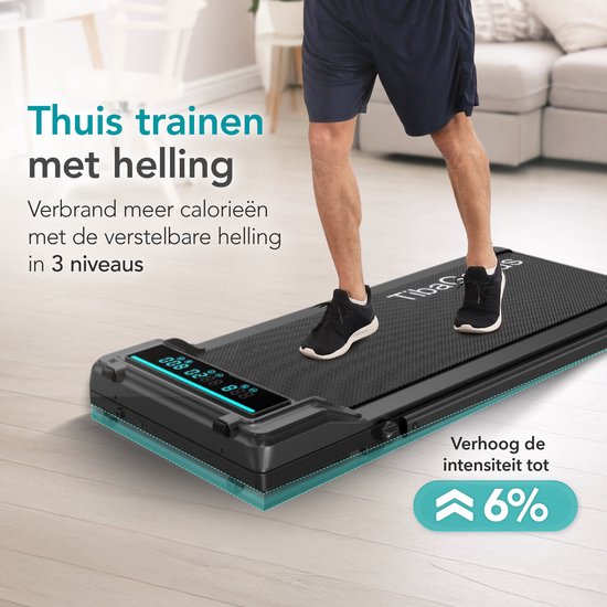 TibaGoods Tapis de course pliable - 1 à 6 km/h - Tapis de course à domicile - Tapis de marche - Vélo d'exercice - Fonction d'inclinaison 6% - Tapis de course - Tapis de marche - Sport - Course - Pour sous le bureau
