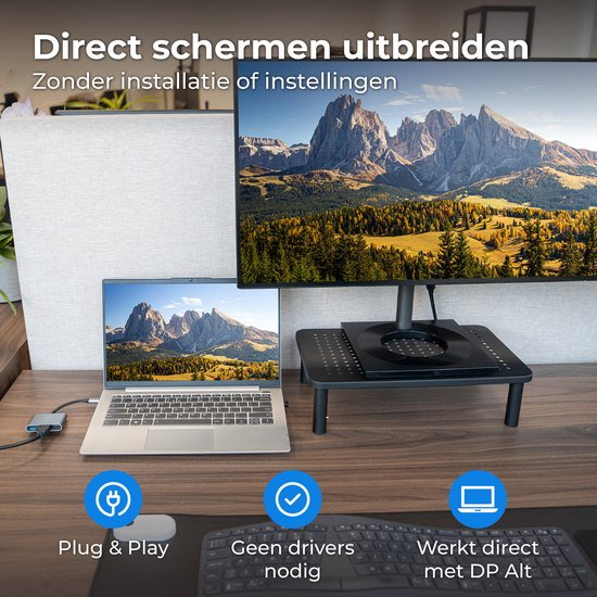 Nuvance Adaptateur USB C vers HDMI - USB C HDMI - Hub USB - UBS C vers USB A - 4K HDMI Splitter - PD100W Laptop Charging