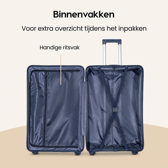SKYCASES Urban Adventurer - Valise à main - Serrure à numéro - 44L - Roues pivotantes - Valise de voyage avec serrure à bagage - Trolley léger - Bleu foncé