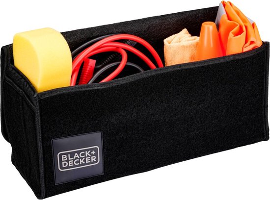 BLACK+DECKER Trunk Organiser - Sac de coffre - 55 x 15 x 23 CM - 1 grand compartiment et 2 inserts - Shopping et accessoires de voiture - Avec Velcro - Noir
