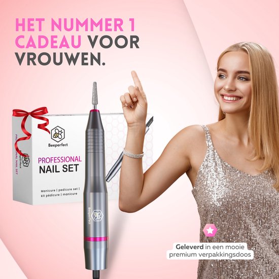 Lime à ongles électrique - Beeperfect - Coupe-ongles - Ensemble manucure et pédicure - 12 embouts et 60 rouleaux de ponçage - 4 accessoires supplémentaires