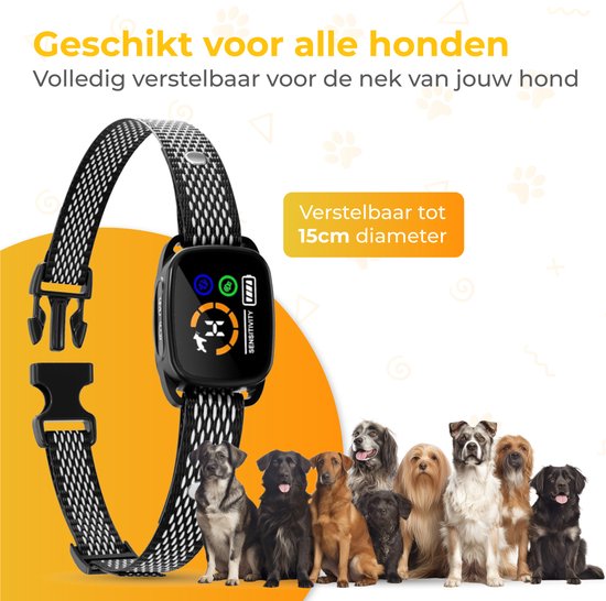 Nuvance - Collier anti-aboiement digital - Dispositif anti-aboiement sans choc - Vibration et bips - Rechargeable - Collier anti-aboiement pour chiens et chiots - 6 étapes