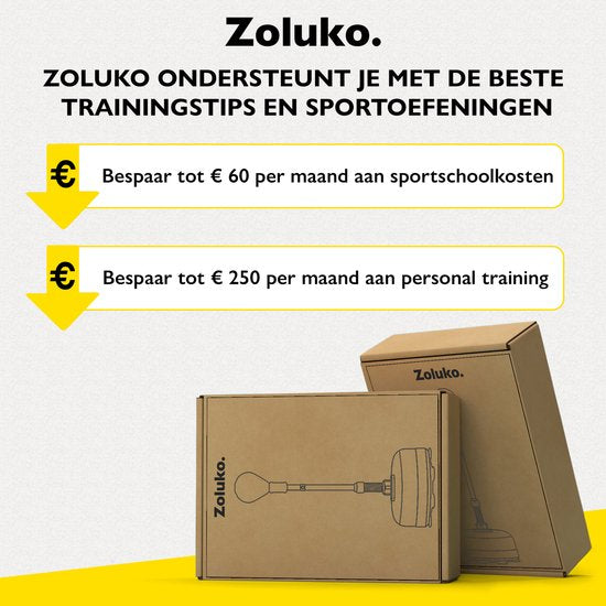 Zoluko Professional Boxing Ball on Foot - E-Book inclus - Hauteur réglable 120-160cm - Pour l'intérieur et l'extérieur - Entraînement de boxe - Ballon de boxe sur pied - Set de boxe - Ballon de boxe sur pied - Boxe - Sports d'intérieur - Perche de boxe -