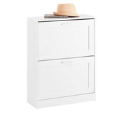 SoBuy FSR137-W Armoire à chaussures moderne blanche à 2 abattants | compacte 60x25x80 cm