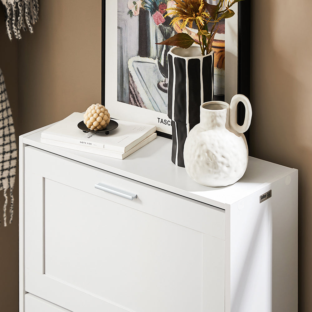 SoBuy Armoire à chaussures avec 2 volets - 60 x 25 x 80 cm - Blanc