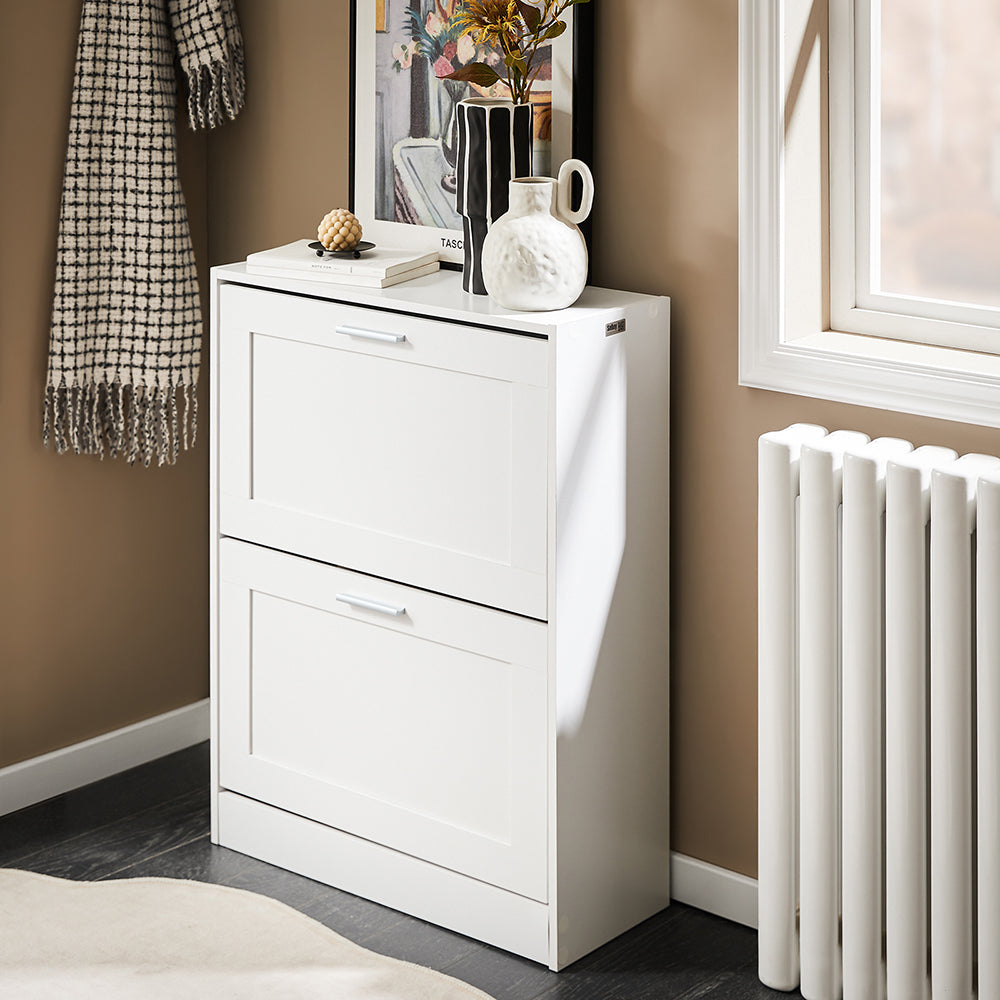 SoBuy Armoire à chaussures avec 2 volets - 60 x 25 x 80 cm - Blanc