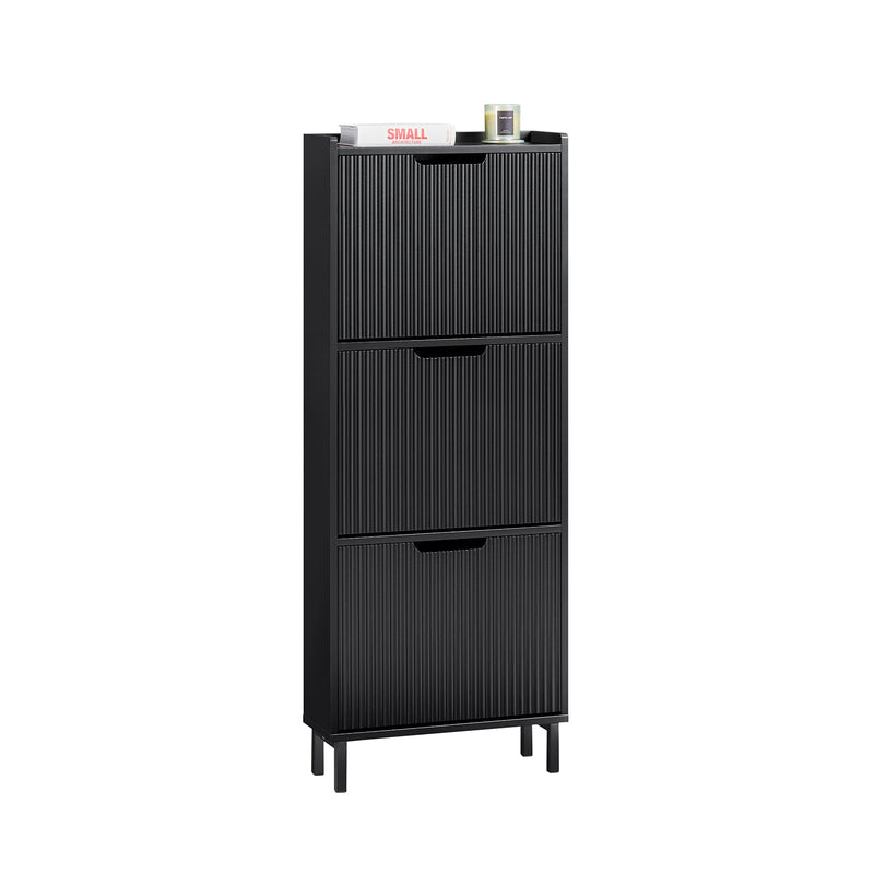 SoBuy Meuble à chaussures avec 3 abattants Meuble à chaussures étroit Meuble à chaussures avec 6 étagères Meuble de rangement pour chaussures Meuble de rangement pour chaussures