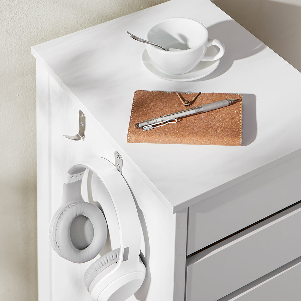 SoBuy FWT108-W Meuble de rangement étroit 40x30x76 cm - Blanc - Avec 2 tiroirs et 1 porte