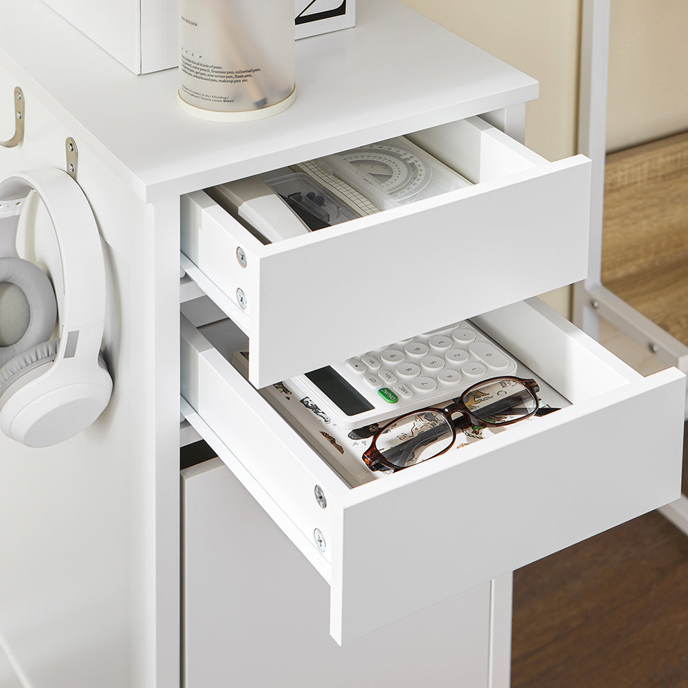 SoBuy FWT108-W Meuble de rangement étroit 40x30x76 cm - Blanc - Avec 2 tiroirs et 1 porte