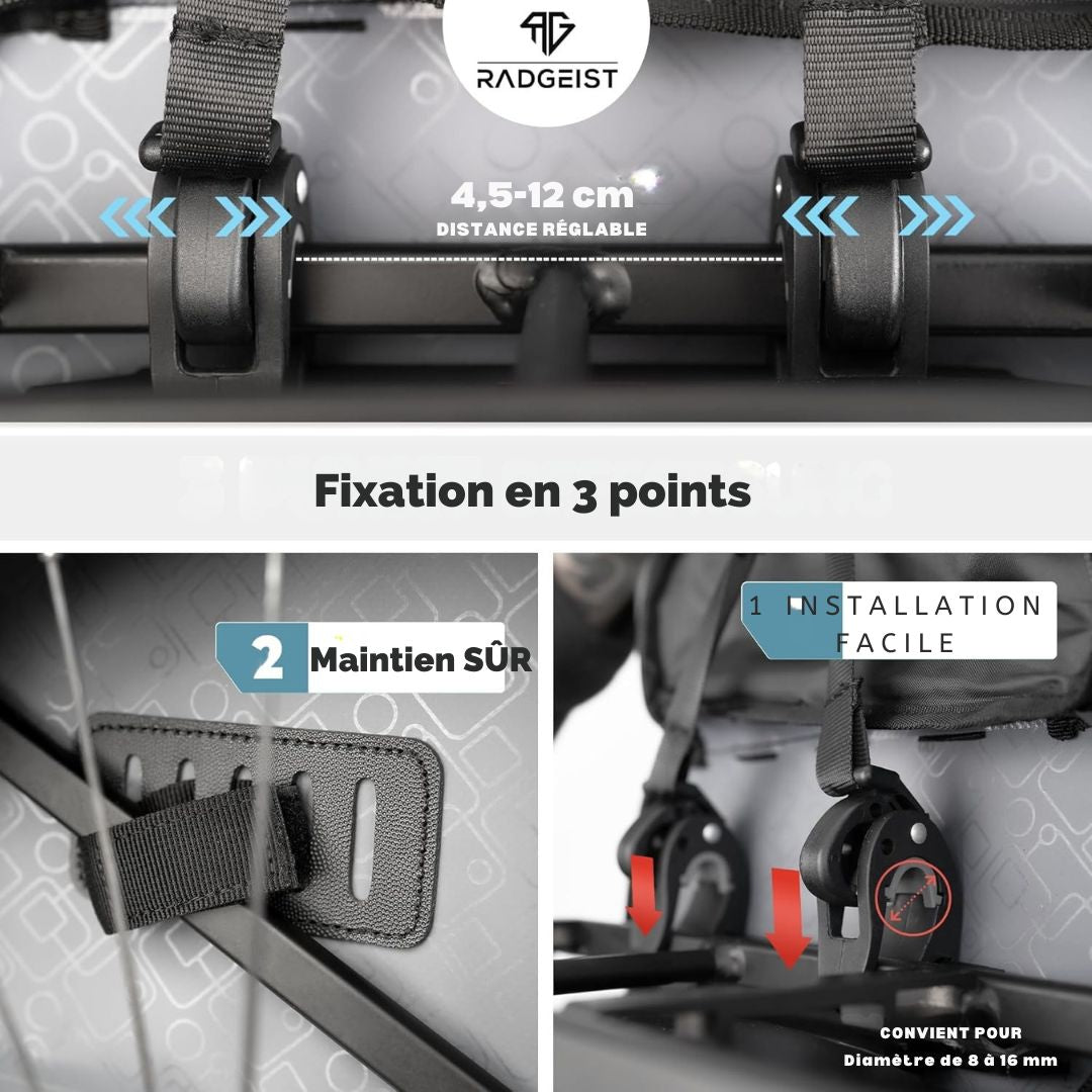 Sac à vélo pour porteur I - RADGEIST - pour femmes & hommes - sac à bandoulière - 20L gris