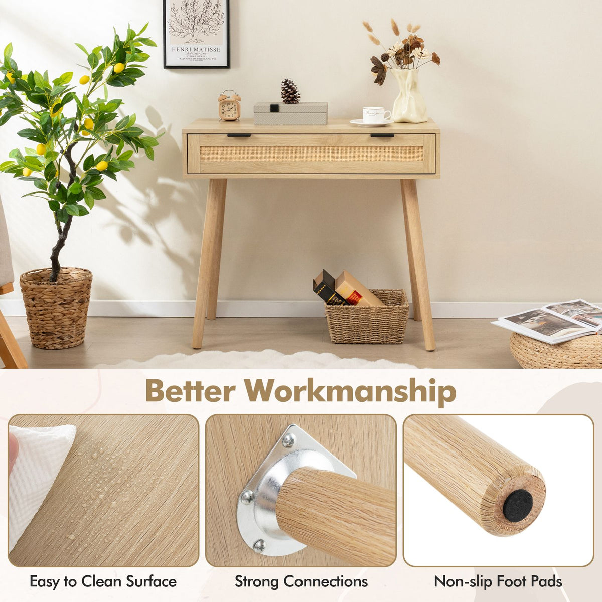 Table console Coast avec tiroir - Max. 60 kg - 88 x 40 x 77 cm - aspect naturel