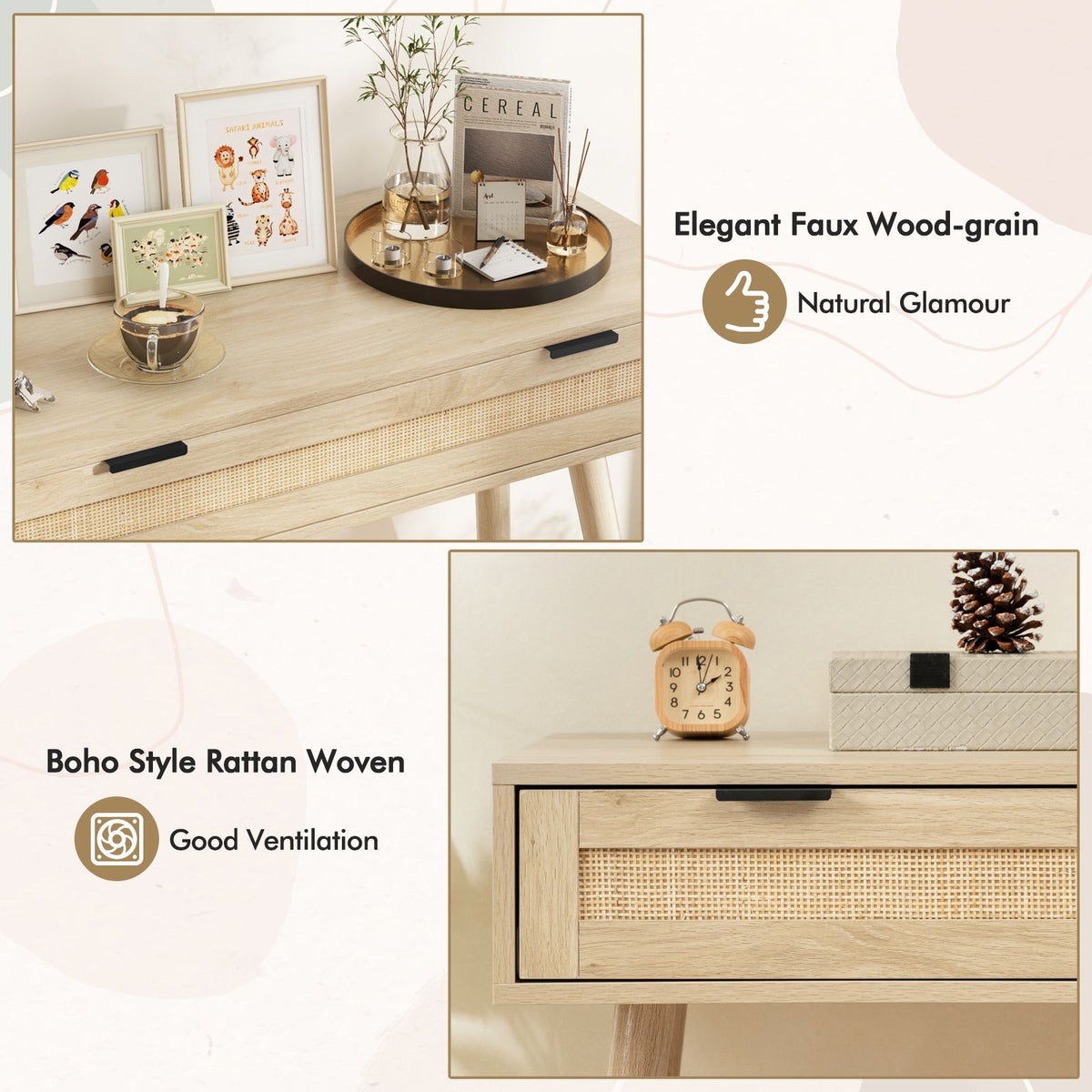 Table console Coast avec tiroir - Max. 60 kg - 88 x 40 x 77 cm - aspect naturel