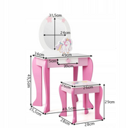 costway coiffeuse pour fille - blanc avec rose - 49,5 x 35,5 x 89 cm