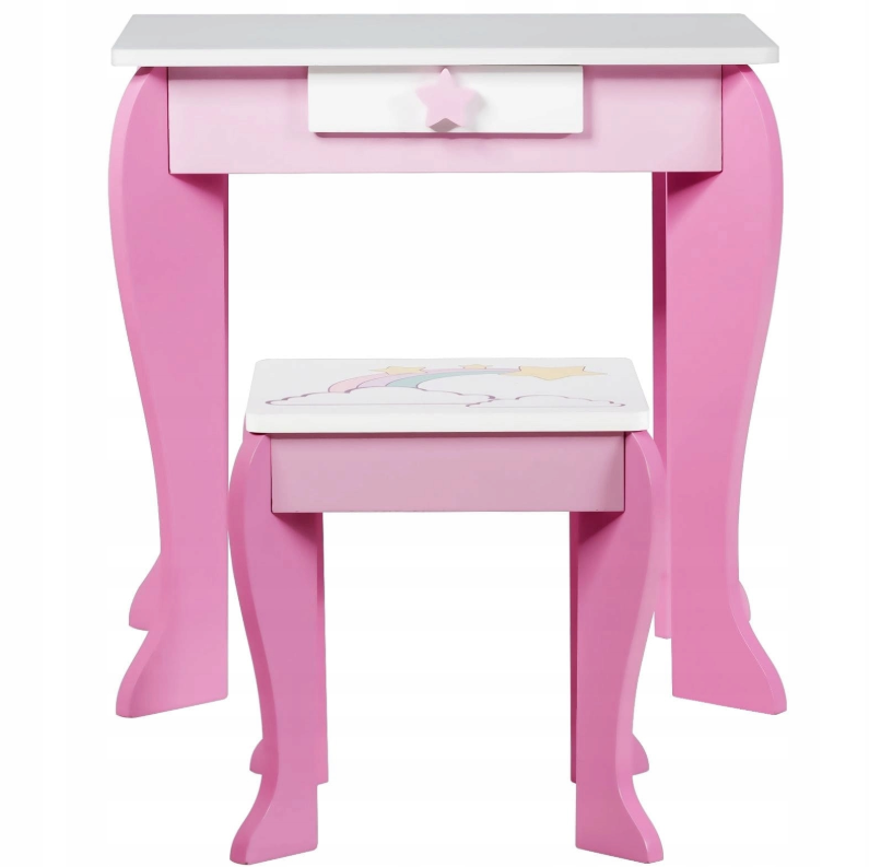 costway coiffeuse pour fille - blanc avec rose - 49,5 x 35,5 x 89 cm