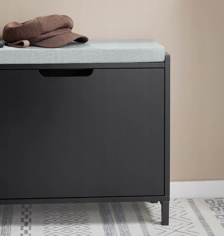 SoBuy Meuble à chaussures - Porte pliante avec 2 étagères réglables - Capacité de 113 kg - 60 x 24 x 52 cm - Noir