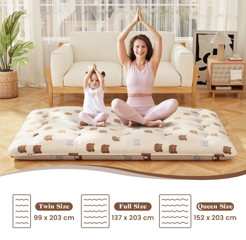 Comfortable Coast Futon Mattress 140 cm Beige - Matelas de sommeil Tatami pliable avec housse lavable