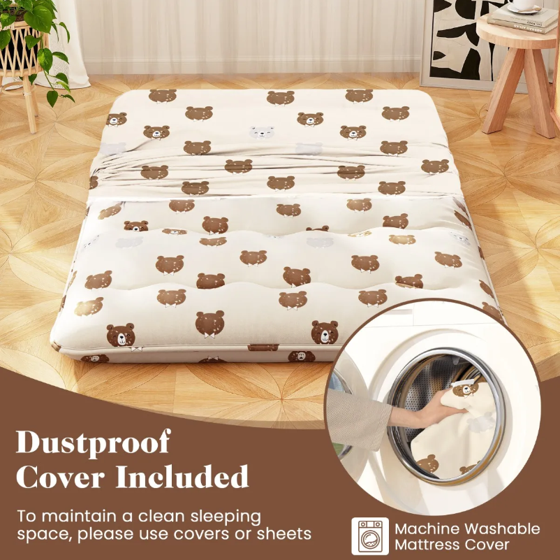 Comfortable Coast Futon Mattress 140 cm Beige - Matelas de sommeil Tatami pliable avec housse lavable