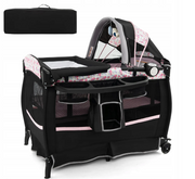 Coast 4-in-1 Lit pliant pour bébé avec baldaquin et matelas - 102 × 73 × 80 cm - Noir