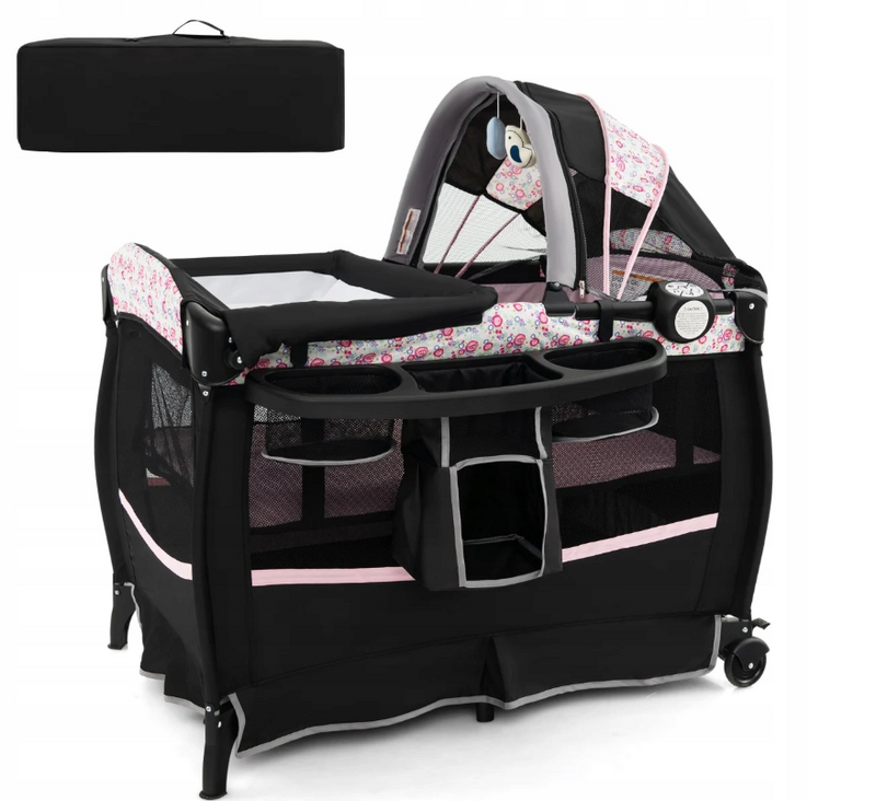 Coast 4-in-1 Lit pliant pour bébé avec baldaquin et matelas - 102 × 73 × 80 cm - Noir