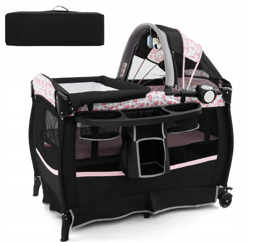 Coast 4-in-1 Lit pliant pour bébé avec baldaquin et matelas - 102 × 73 × 80 cm - Noir