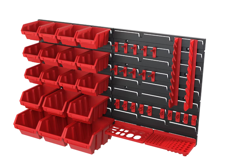 Qbrick Regular Fixing wall set 6 43-pièces - système de rangement modulaire - rouge/noir - 400 x 160 x 360 mm