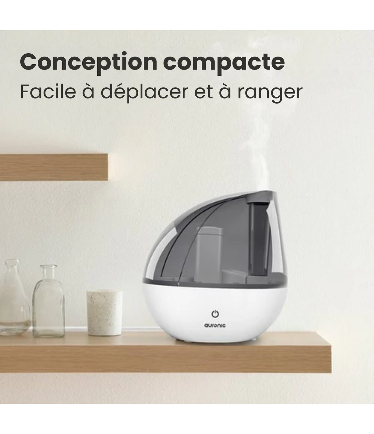 Humidificateur Auronic - Adapté à la chambre de bébé et à la chambre à coucher - Blanc - Filtre à eau inclus
