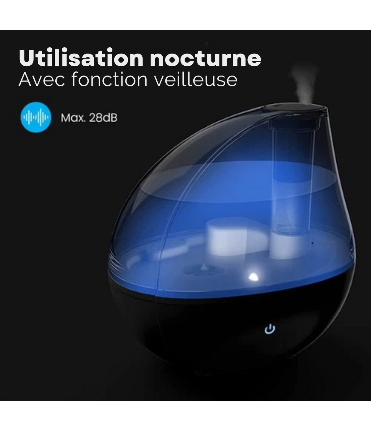 Humidificateur Auronic - Adapté à la chambre de bébé et à la chambre à coucher - Blanc - Filtre à eau inclus