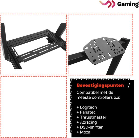 VDD Gaming sur cockpit de simulation de course – Noir sur noir - Aluminium