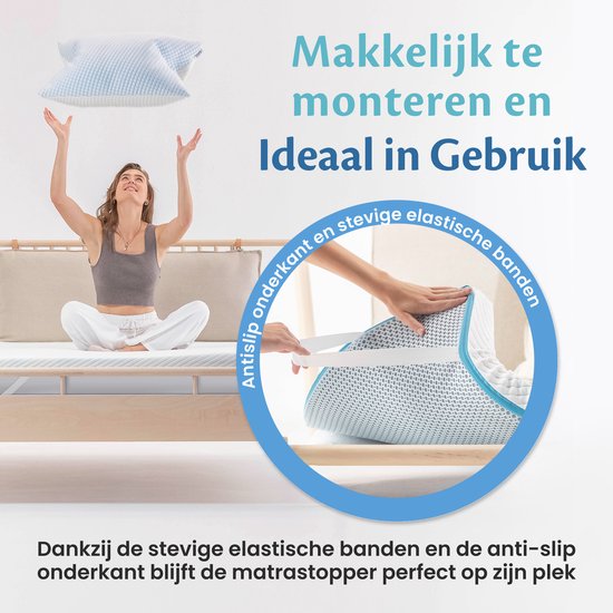 Ella Topper 160x210 cm - Matelas Topdekmatras - Surmatelas en mousse à mémoire de forme infusée de gel et mousse Aircell - fermeté moyenne