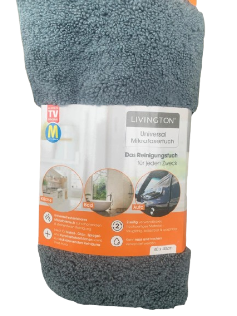 Chiffon universel en microfibre Livington - Lot de 5 - Gris - 40 x 40 cm - Nettoyage sans peluches ni traces