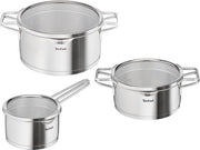 Tefal Nordica - Batterie de cuisine - 3 pièces - Induction - Acier inoxydable - Compatible avec toutes les sources de chaleur