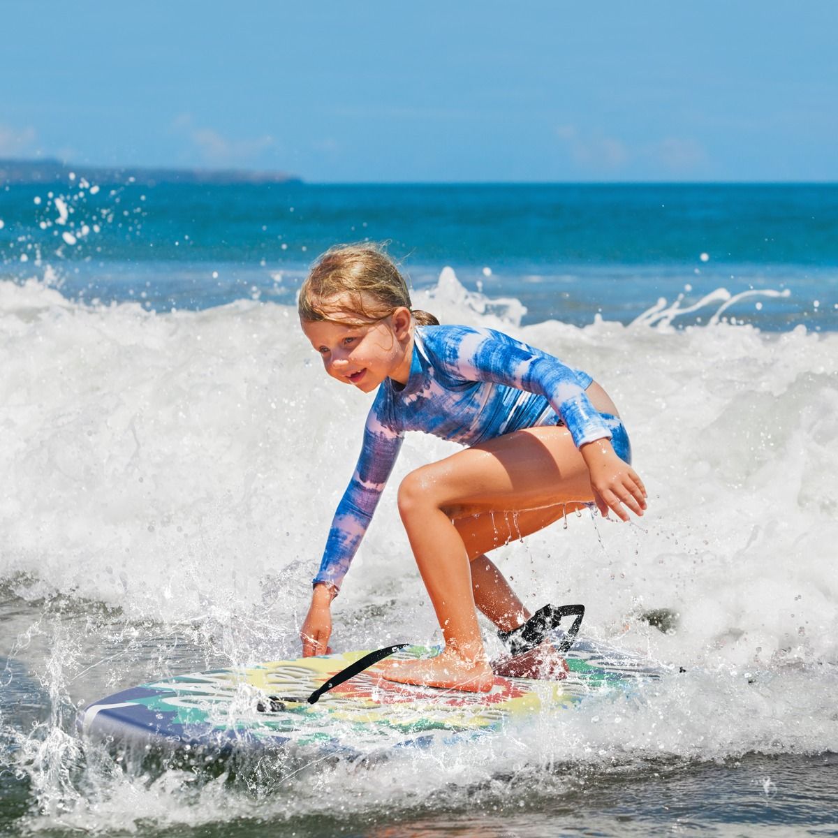 Bodyboard Coast pour enfants - planche de surf légère - avec dragonne - 84 cm - bleu