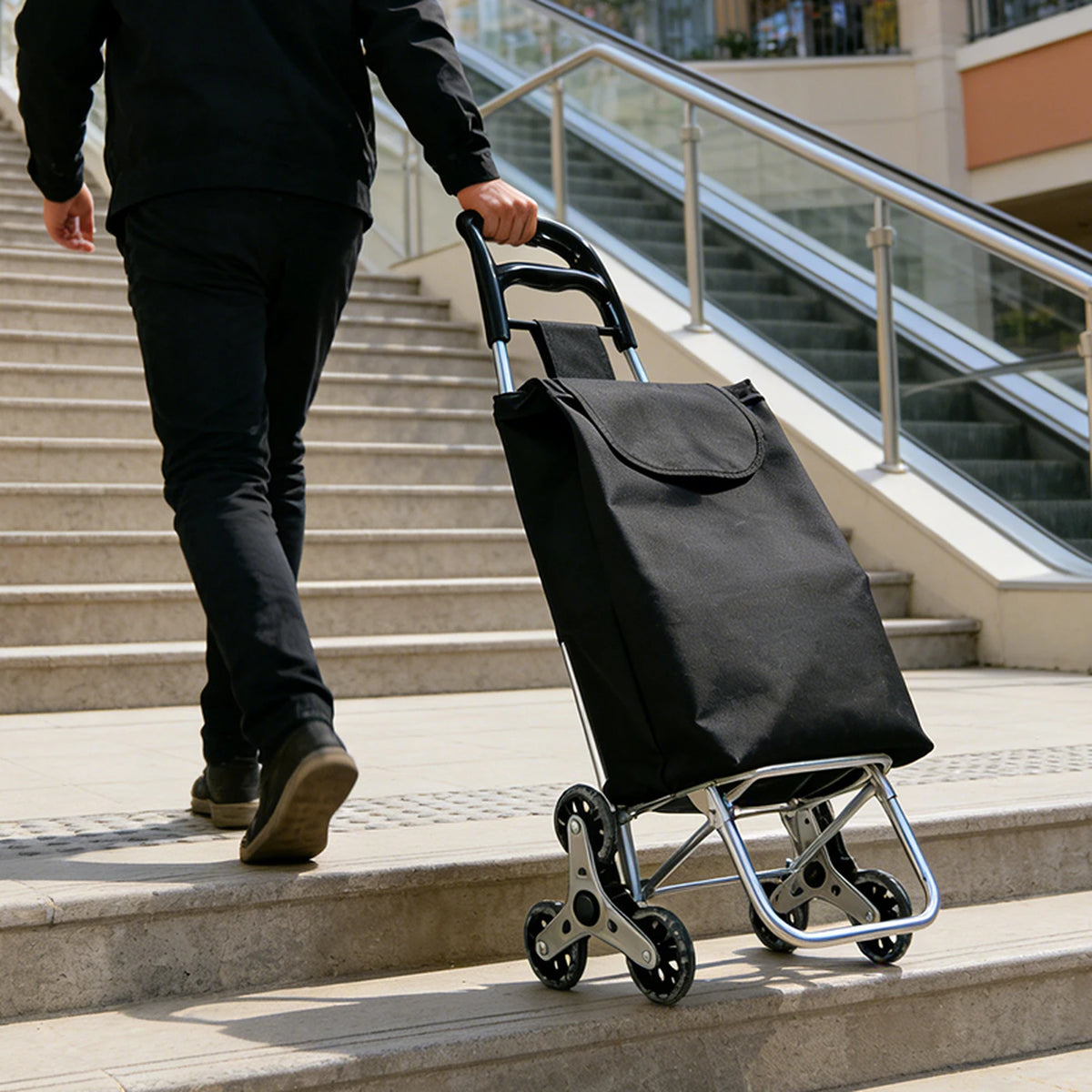 Chariot à courses Tahang pour monter les escaliers - 25 L - Pliable 2-en-1 - Jusqu'à 25 kg
