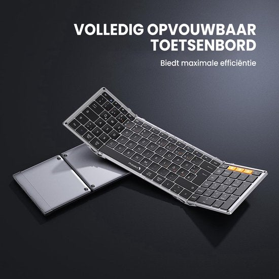 Clavier Bluetooth pliable - Clavier sans fil pleine taille - Clavier de voyage portable - Pour ordinateur portable, tablette, iPad, Smartphone, Windows, Android & iOS - Space Grey