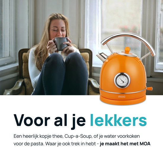 MOA Bouilloire Retro - 1,8L - Retro - 2200W - acier inoxydable - Orange