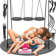 tectake® - Balançoire à litière - Capacité de charge du panier jusqu'à 300 kg - Balançoire pour enfants et adultes - Balançoire de jardin extérieur ou chaise suspendue intérieure - Jouets pour le jardin ou la chambre d'enfant - Ø 100 cm