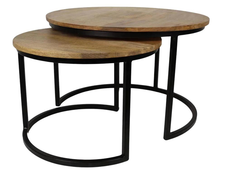 Ensemble de tables basses White Label - Design emboîtable - Tables rondes Ø 60/45 cm - Blanc
