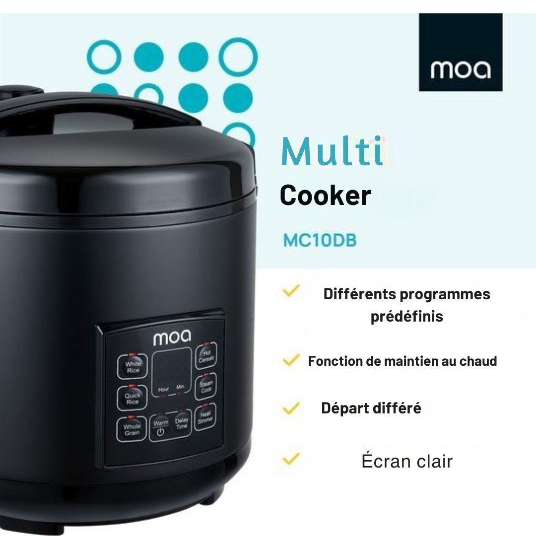 Multicuiseur 5L MOA Cuiseur de riz - vapeur Mijoteuse 700W - Noir