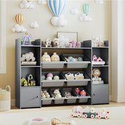 Armoire à jouets Coast à 4 niveaux - 8 bacs amovibles - étagère à livres - gris