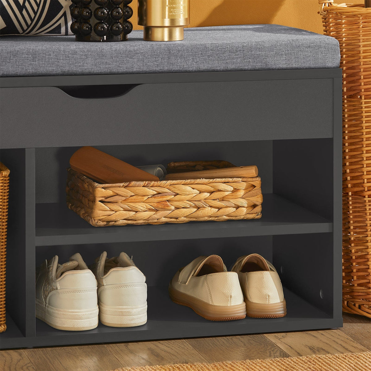 Meuble à chaussures - SoBuy - Avec siège - 80 x 30 x 46 cm - Noir/gris