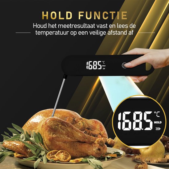 MostEssential Thermomètre à viande - Ultimate Edition - Thermomètre BBQ - Thermomètre à cœur - Noir